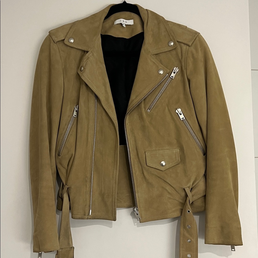 Iro Tan Suede Biker Jacket